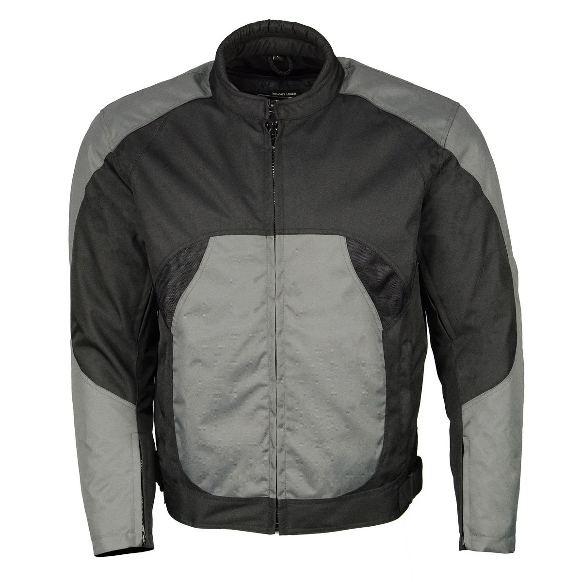 Long-Lasting M Boss Motorcycle Apparel BOS11701 Men’s Black Grey Nylon Motorcycle Racer Riding Jacket with Mesh Panel Black Clean