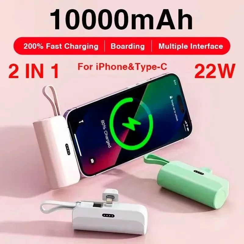 Superior Capsule Mini Wireless Power Bank – 10000mAh Fast Charging with Lightning and Type-C Ports Proven