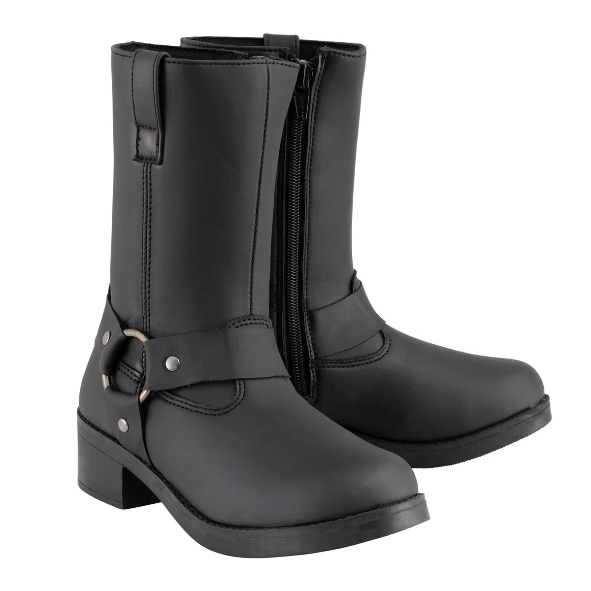 High-Grade Milwaukee Leather MBK9280 Boys Classic Black Harness Biker Boots Fast