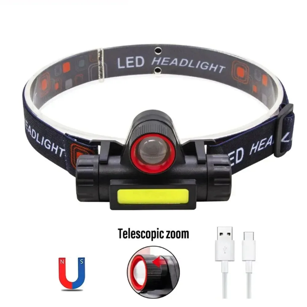 Genuine Rechargeable Waterproof LED Headlamp – Super Bright Flashlight with XPE COB Beads Dual Light Sources and Magnet Certified