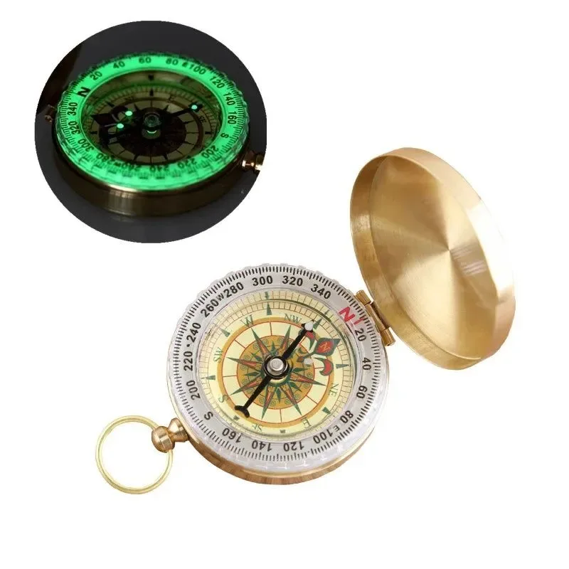 Original Portable Pocket Brass Gold Color Compass with Noctilucent Display – I for Outdoor Camping and Hiking Outstanding
