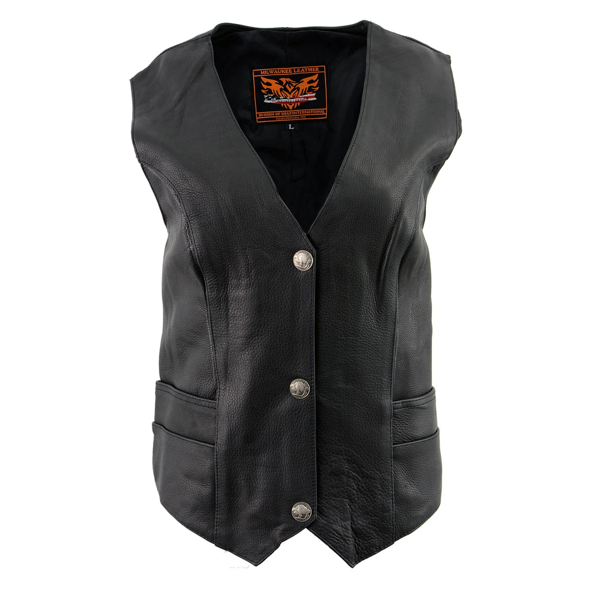 Consistent Milwaukee Leather XS1253 Women’s Classic Black Leather Vest with Buffalo Nickel Snap Buttons Smart