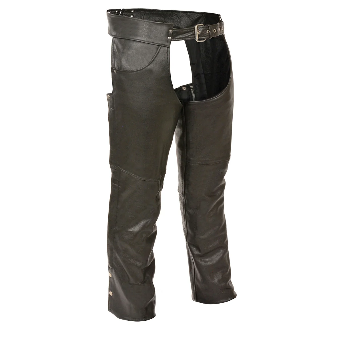 Flexible Leather XS1101 Men’s Black Classic Leather Chaps with Jean Pockets Natural