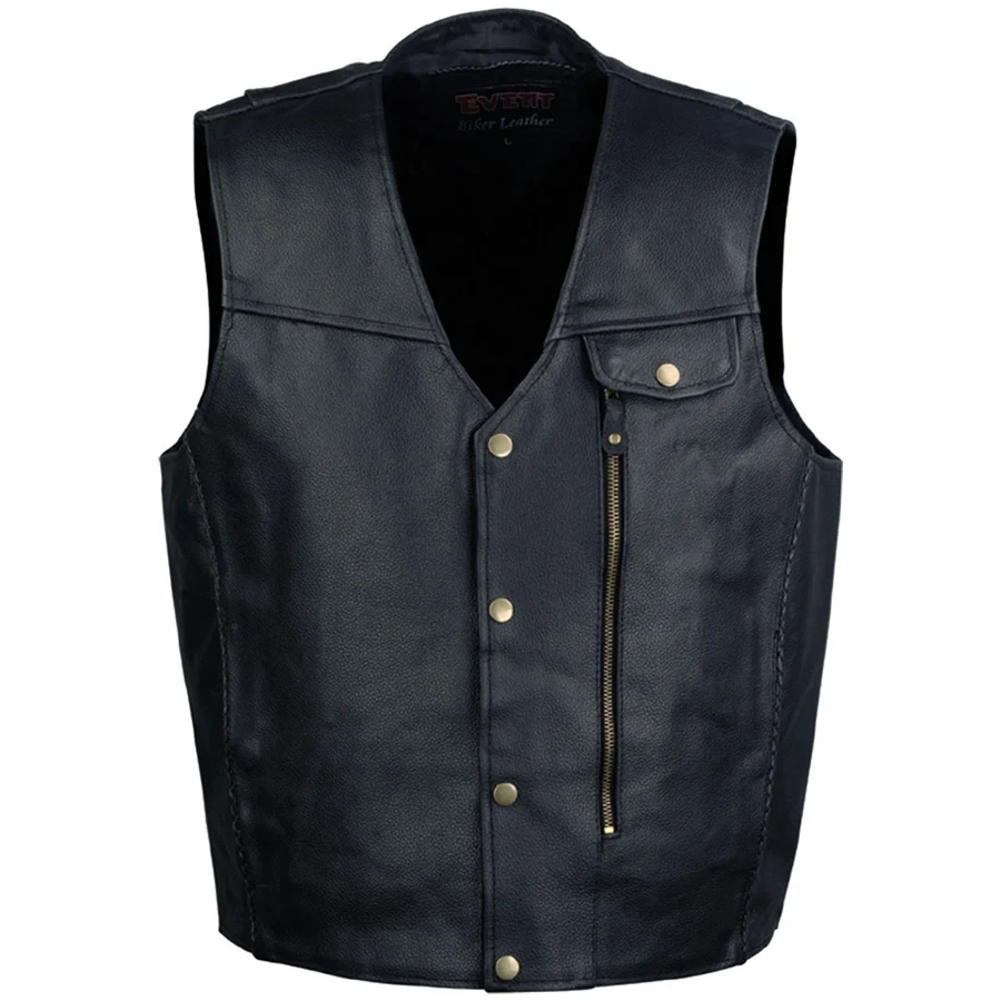 Professional Event Leather XS5381 Men’s Classic Black Pistol Pete Leather Vest Smooth