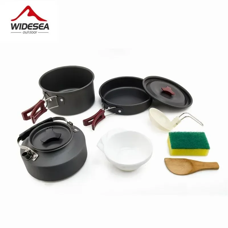 Responsible Aluminum Camping Cookware Set – 1L Pot Pan Kettle Utensils for 2-3 People Hiking Picnic Kit 4-Season Efficient