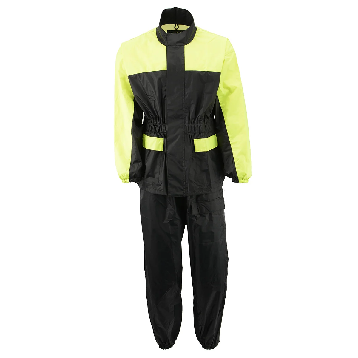Green NexGen XS5031 Women’s Yellow and Black Hi-Viz Water Proof Rain Suit with Cinch Sides Stylish