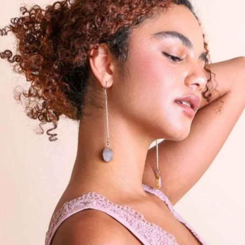Environmentally Friendly Gemstone Drop Earrings Clean