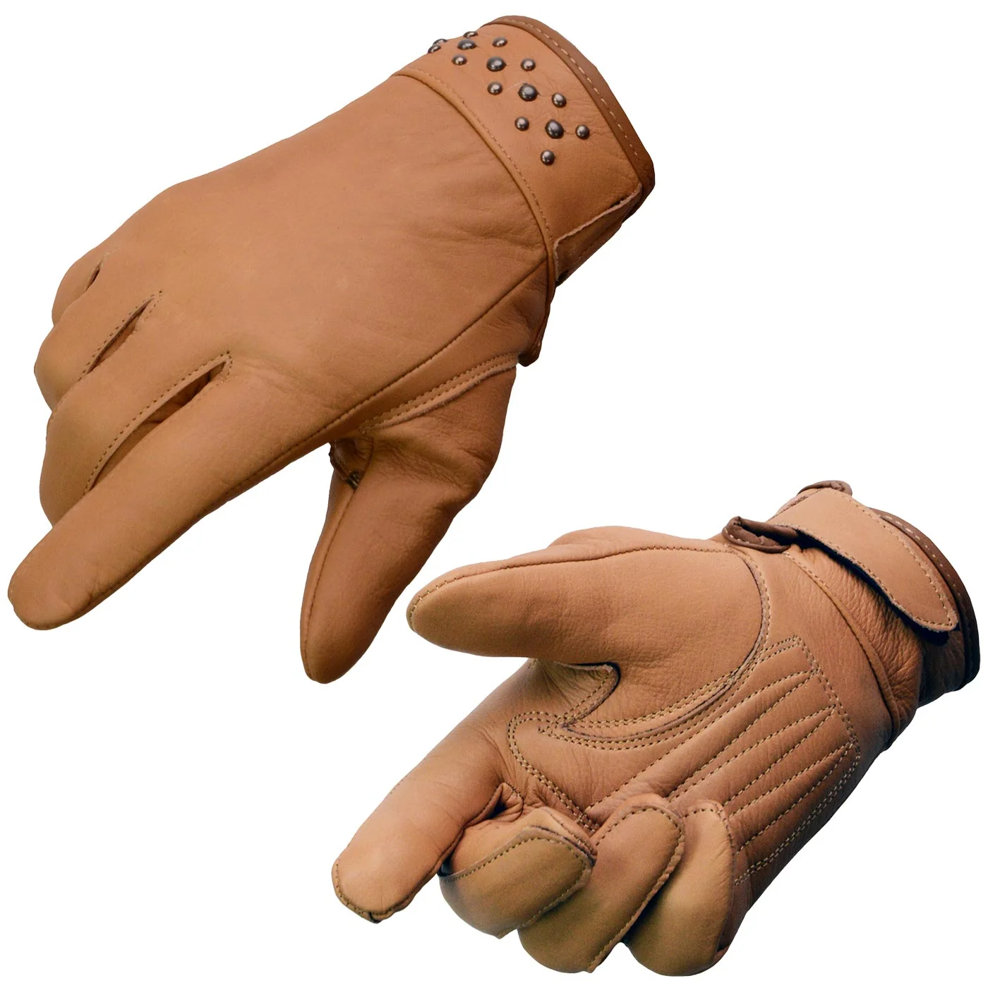 Official Milwaukee Leather MG7760 Women’s Saddle Leather Gel Palm Lightweight Motorcycle Hand Gloves W Stylish Wrist Detailing Flexible