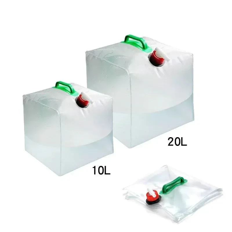 Reusable Large Capacity Foldable Water Bag – 10L 20L PVC Portable Camping Water Container for Outdoor Storage Powerful