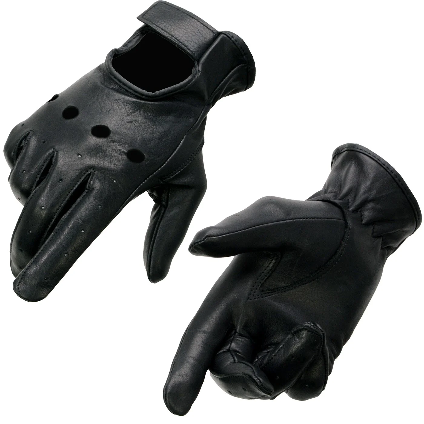 Fine Milwaukee Leather SH721 Women’s Black Perforated Leather Full Finger Motorcycle Hand Gloves W Breathable Open Knuckle Next-Generation