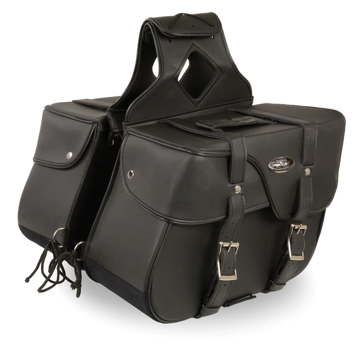 Premium Material Milwaukee Leather SH64501ZB Black Zip-Off PVC Extended Flap Throw Over Saddlebags 15X11X7X21 Outstanding