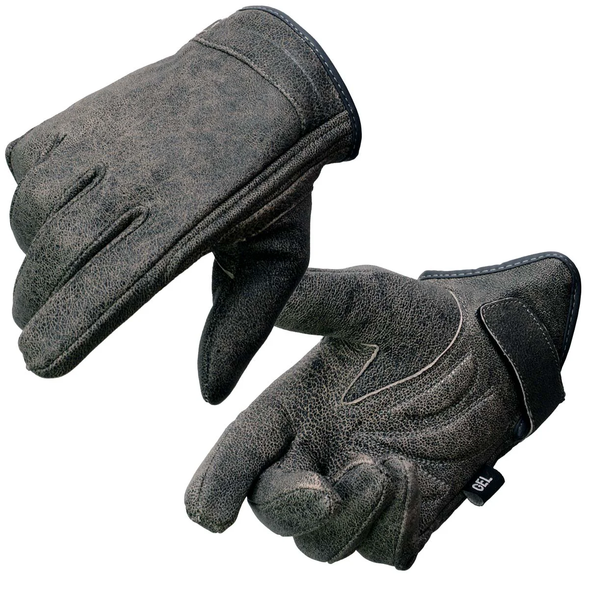 Pure Milwaukee Leather MG7511 Men’s Grey Leather Gel Padded Palm Short Wrist Motorcycle Hand Gloves W Full Panel Cover Long-Lasting