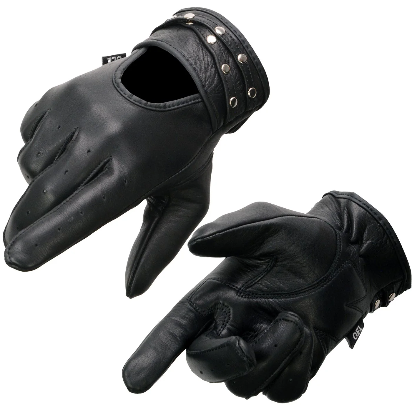 Responsible Milwaukee Leather MG7765 Women’s Black Leather Gel Palm Open Wrist Motorcycle Hand Gloves W Stylish Wrist Detailing Fashionable