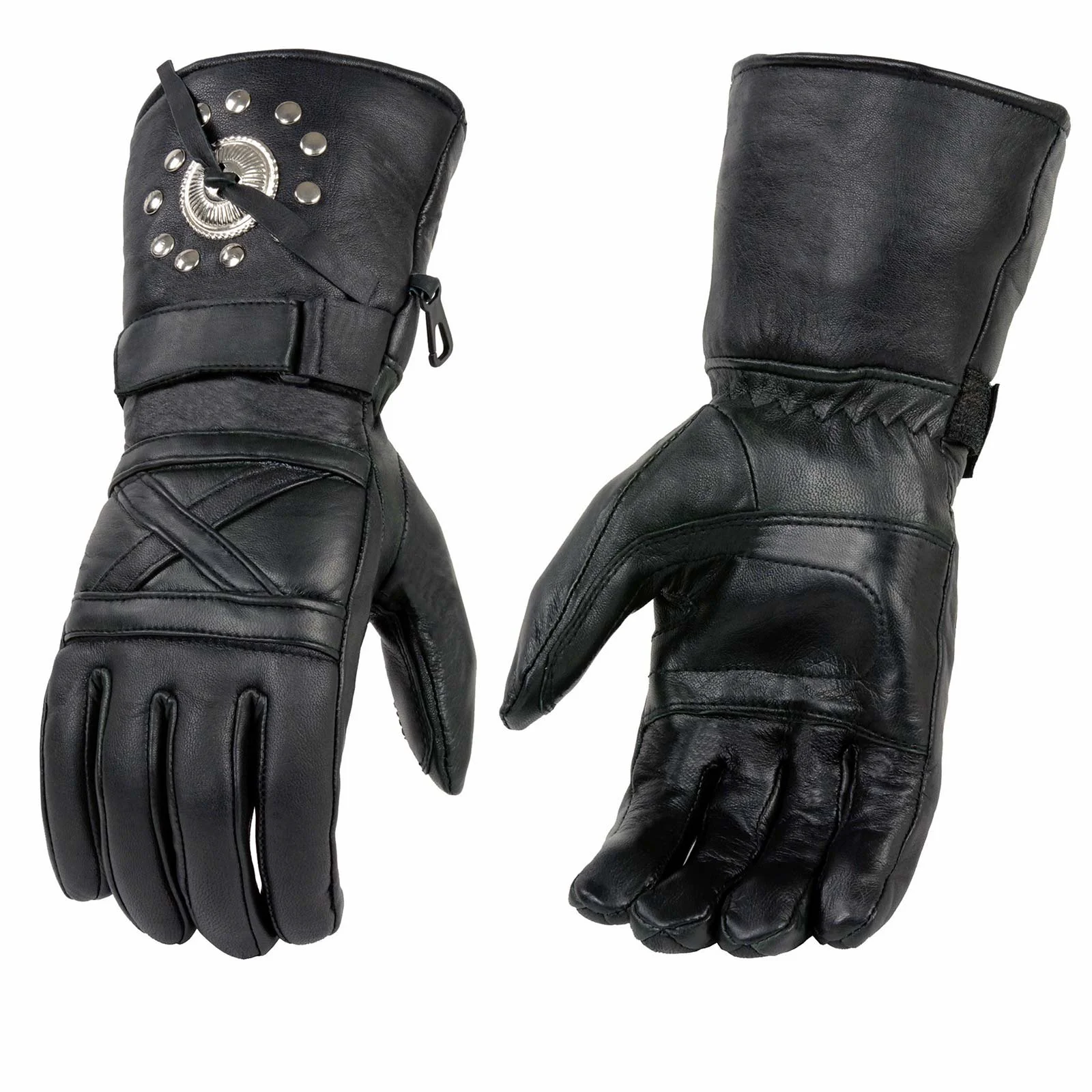 High-End Milwaukee Leather SH231 Men’s Black Leather Warm Gauntlet Motorcycle Cold Weather Gloves Original Design