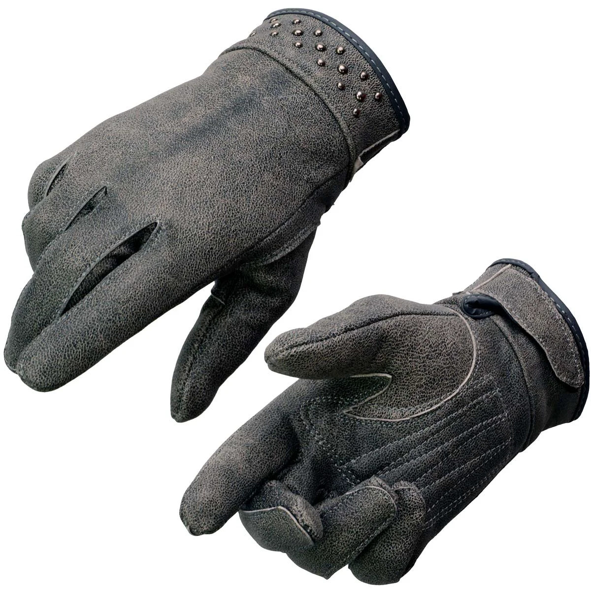 Trendy Milwaukee Leather MG7760 Women’s Distressed Grey Leather Gel Palm Motorcycle Hand Gloves W Stylish Wrist Detailing Expertly Made