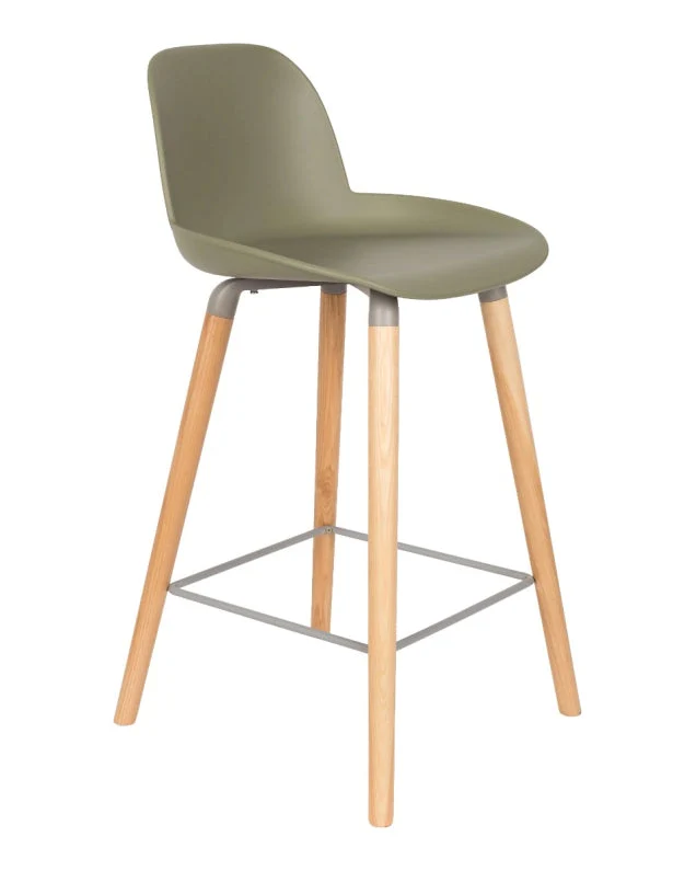Solid Counter Stool Albert- Green Genuine