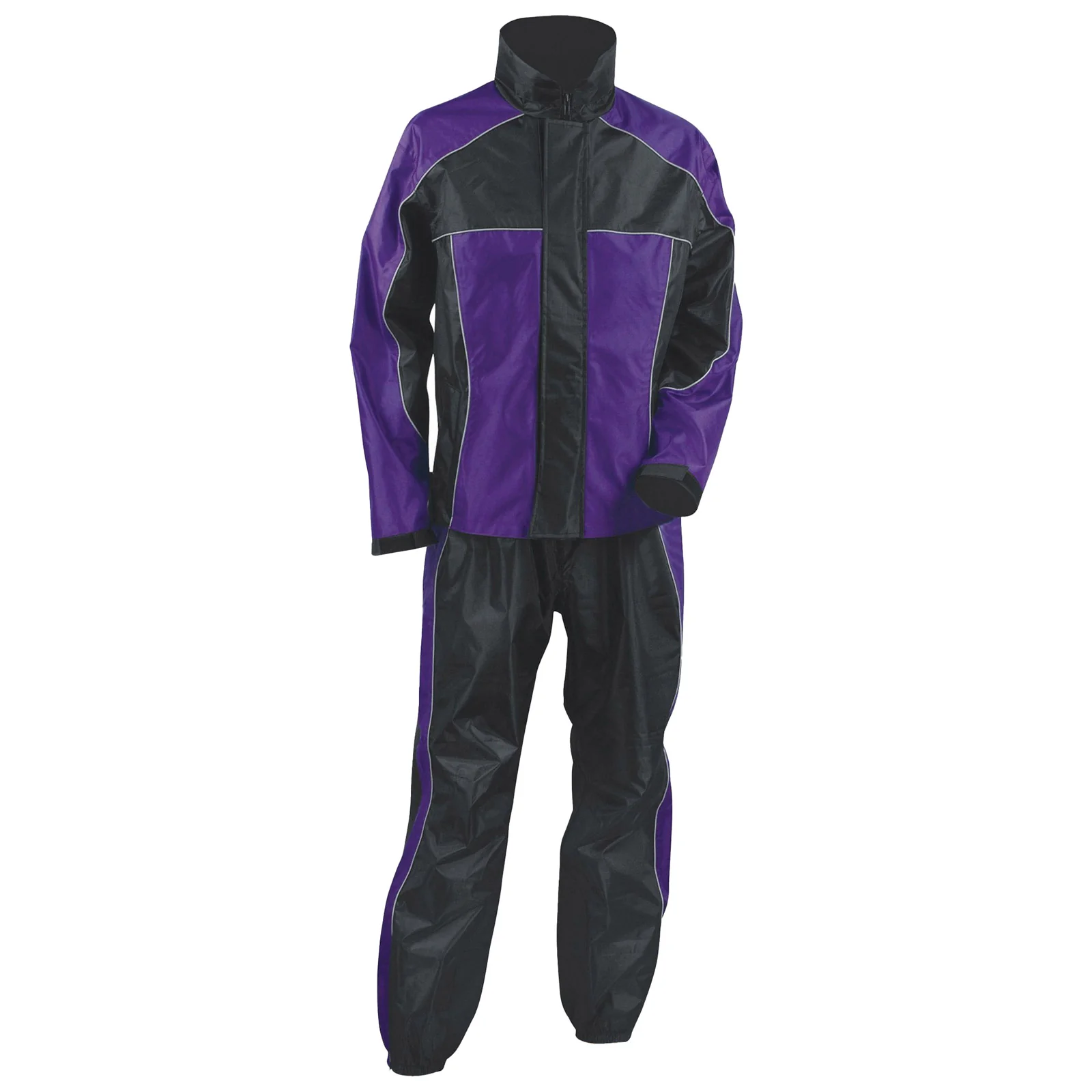 Casual NexGen SH2222 Women’s Purple and Black Oxford Water Proof Motorcycle Rain Suit Stylish