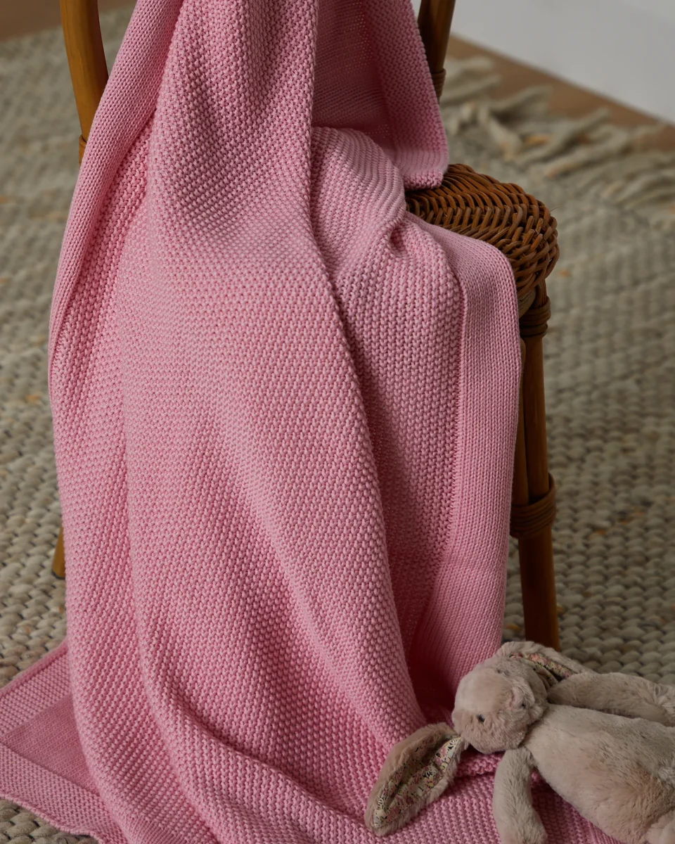 Enhanced Foxford Cotton Baby Blanket- Pink Lightweight