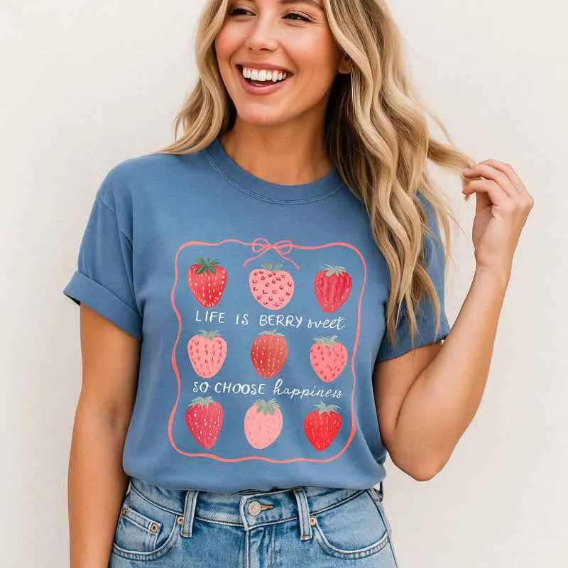 Genuine Berry Sweet Life Quote Shirt for Women – Inspirational Casual Tee Versatile