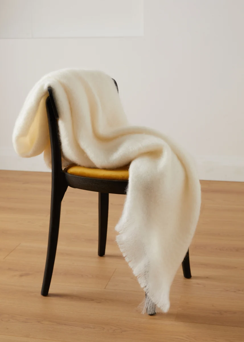 Selected Foxford Off-White Mohair Throw User-Friendly