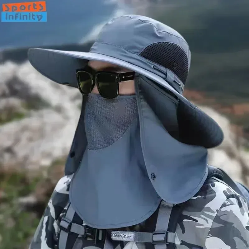 Comfortable Men’s Sun Protection Hat with Big Eave and Sunscreen Mask for Outdoor Sports Climbing Fishing and Hiking Smart