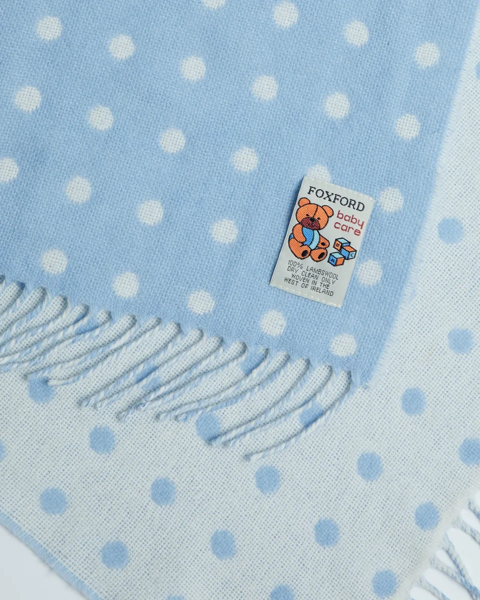 Recyclable Foxford Blue Spot Lambswool Baby Blanket Innovative