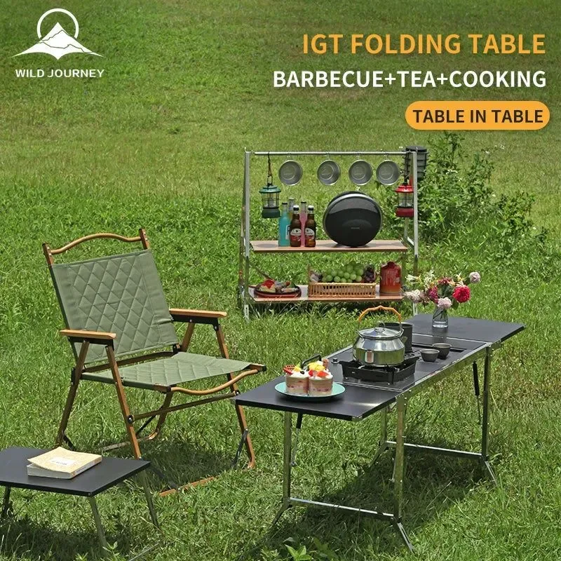 Eco-Friendly Wild Journey 304 Stainless Steel IGT Folding Table – Modular Camping Picnic BBQ Table System High-Performance