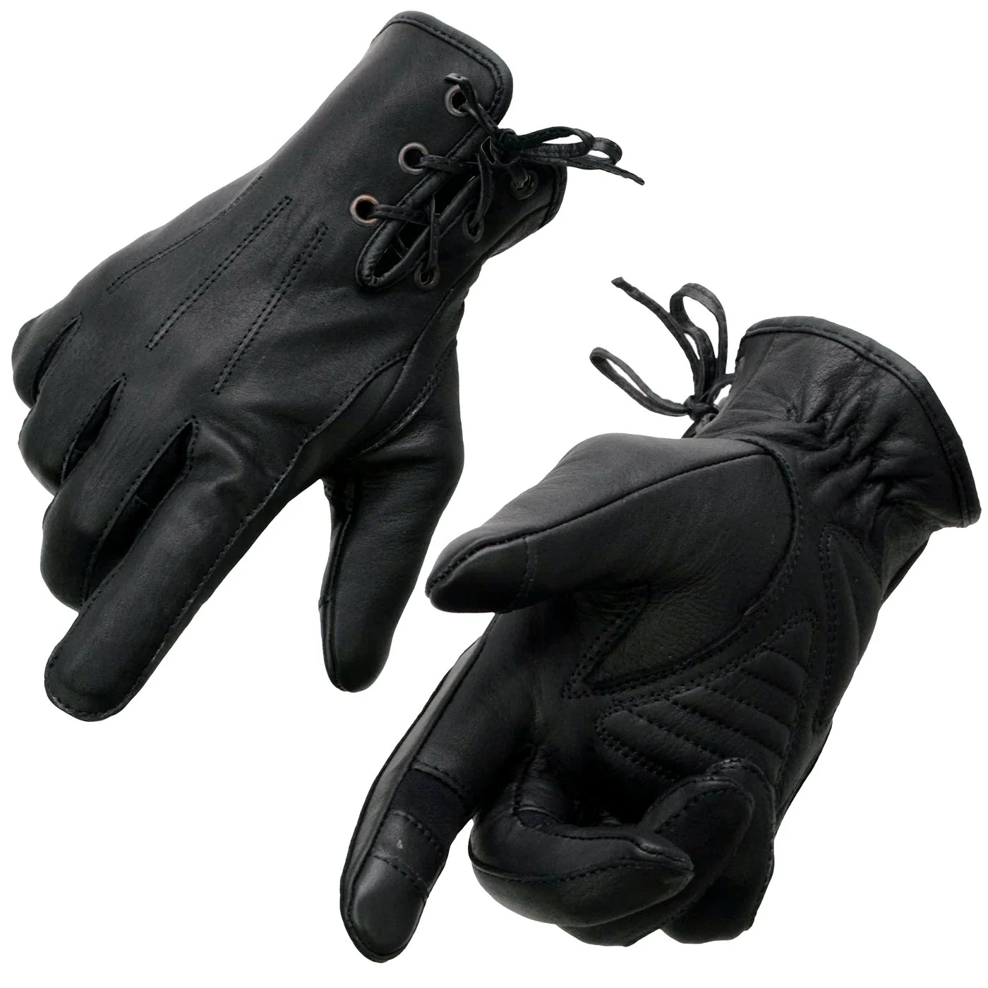 Easy-to-Use Milwaukee Leather MG7770 Women’s Black Leather I – Touchscreen Compatible Laced Wrist Motorcycle Hand Gloves W Gel Palm Advanced