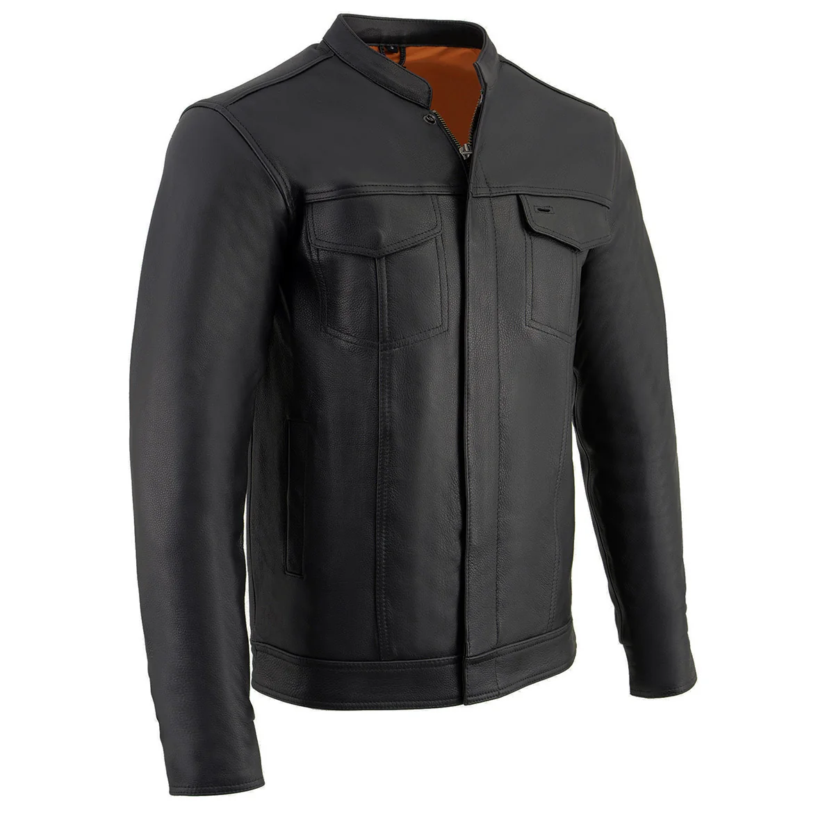 Sophisticated Milwaukee Leather MLM1610 Men’s Club Style Black Casual Biker Leather Shirt with Dual Closure Verified
