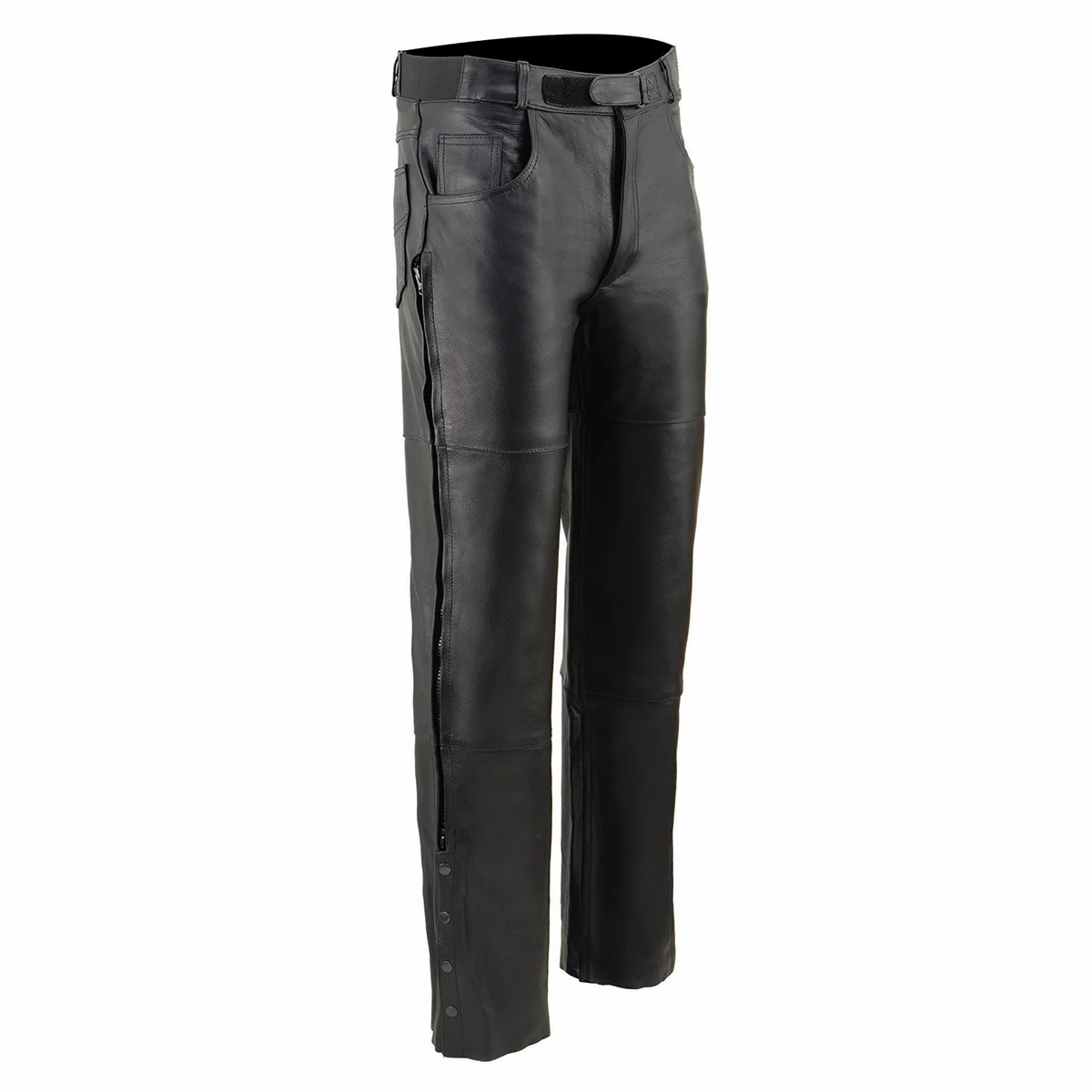 Classic Milwaukee Leather SH1150 Men’s Black Leather Motorcycle Over Pants with Jean Style Pockets Fashionable