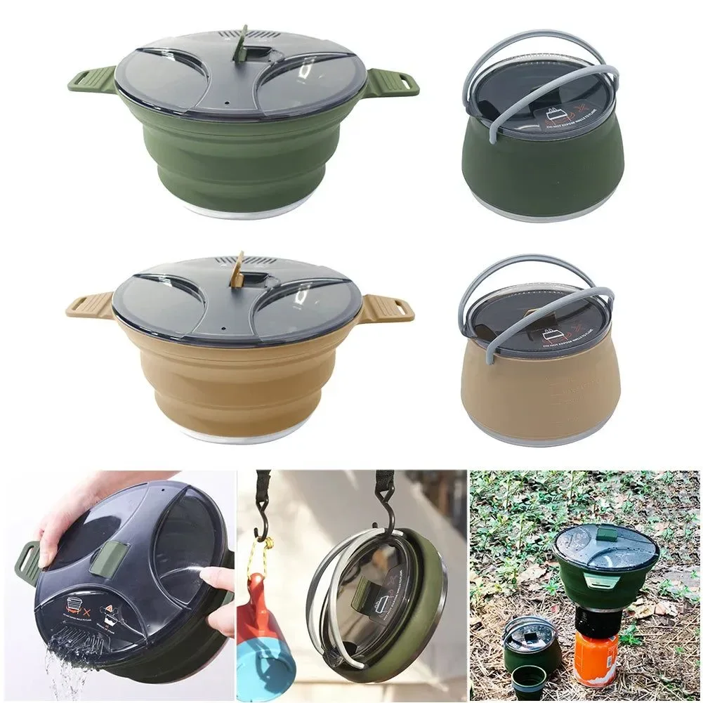 Traditional Outdoor Folding Silicone Kettle Portable Mini Boiling Water Pot with Handle for Camping Travel and Picnics User-Friendly