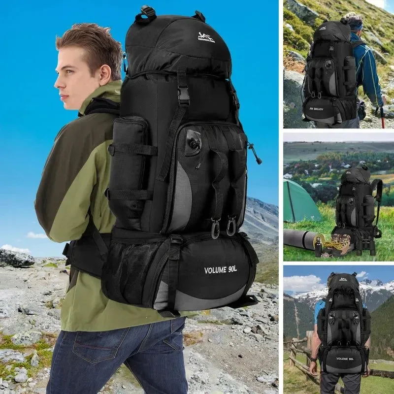 Soft 90L Waterproof Hiking Camping Backpack – Large Capacity Trekking Rucksack for Travel and Outdoor Sports High-Quality