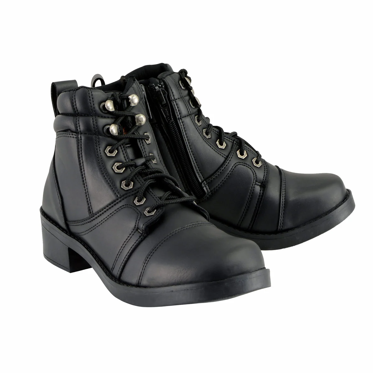 Top-Quality Milwaukee Leather MBK9255 Boys Black Lace-Up Boots with Side Zipper Entry Crafted