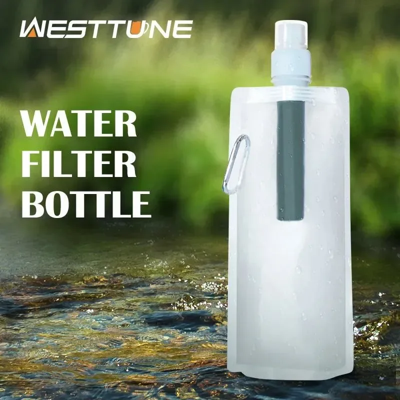 Carefully Designed Outdoor Water Filter Straw Bottle – Portable Survival Purification System for Camping Hiking Emergency Luxury