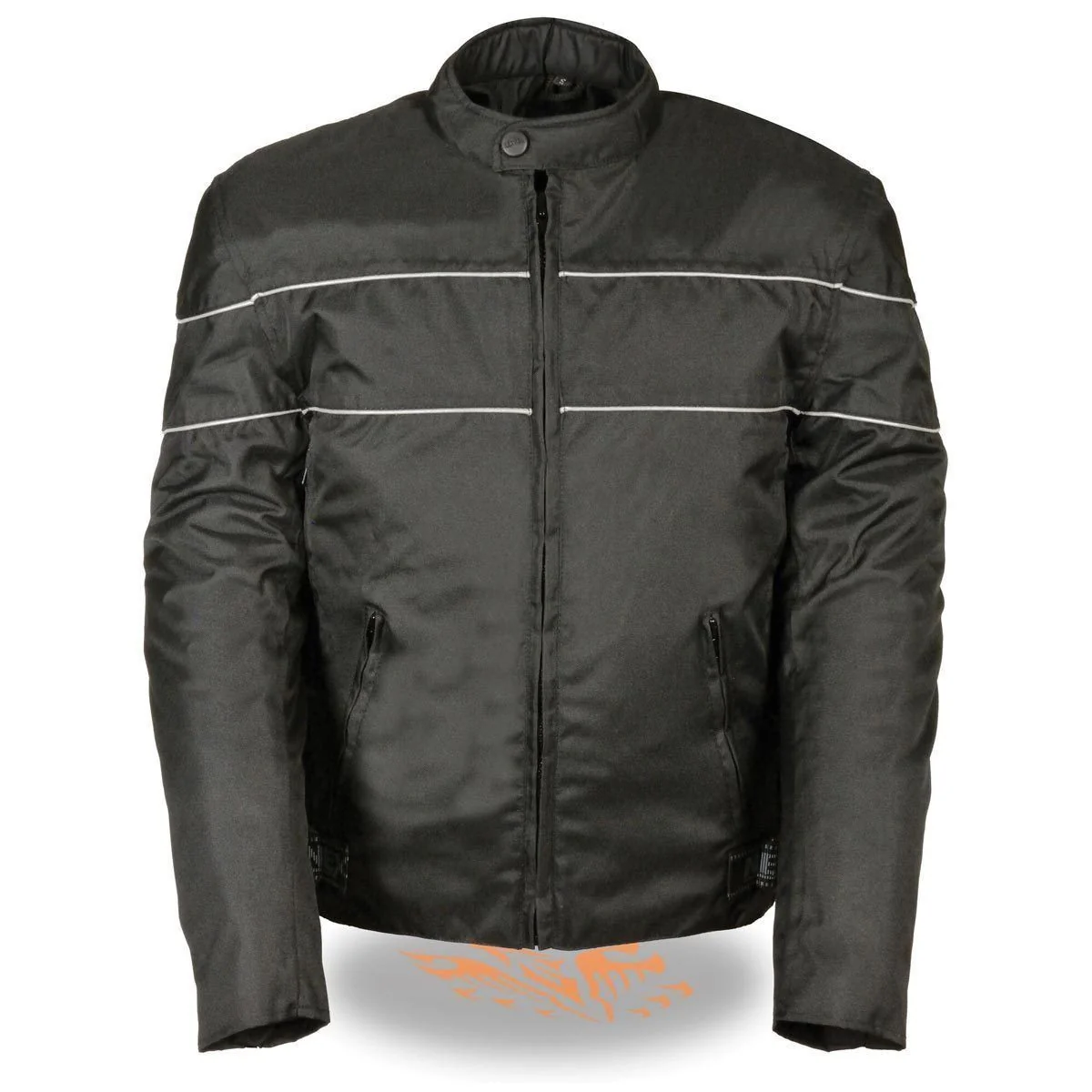 Trendy NexGen SH212102 Men’s Black Textile Vented Moto Jacket with Reflective Piping Consistent