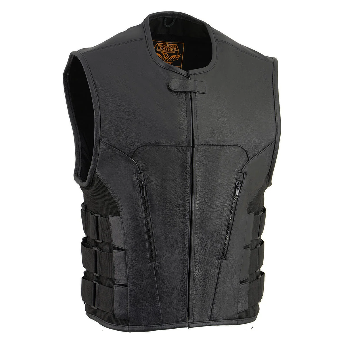 Relaxed Milwaukee Leather MLM3500 Men’s Swat Style Rider Leather Vest w Single Panel Back for Club Patches High-Quality