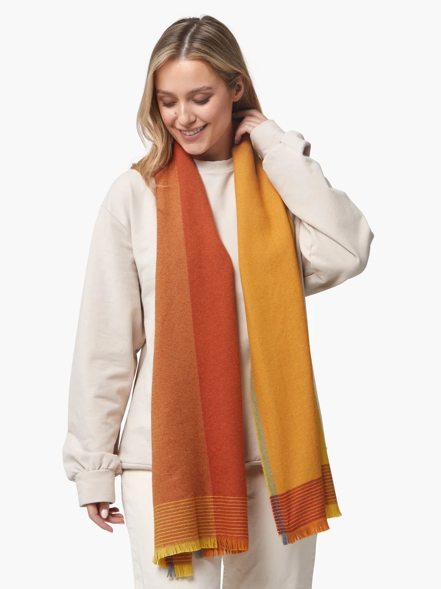 Minimalist Foxford Yellow Ochre Extra-Fine Merino Scarf Smart