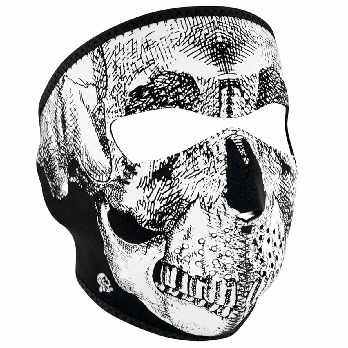 Optimized ZanHeadgear WNFM002G Neoprene Face Mask -Glow in the Dark- Black and White Skull Face Design Recyclable