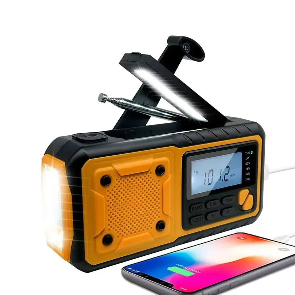 Fine Multifunctional Hand Crank Solar USB Charging FM AM SW Radio – Emergency LED Flashlight Torch with 4000mAh Power for Camping SPECIFICATIONSAbout this item User-Friendly