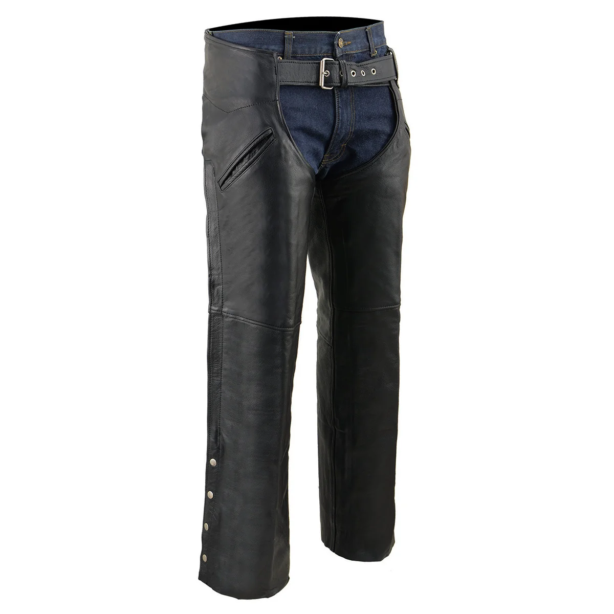 Refined Milwaukee Leather Men’s Black Leather Slash Pocket- Biker Motorcycle Riders Chap- SH1103NL Relaxed