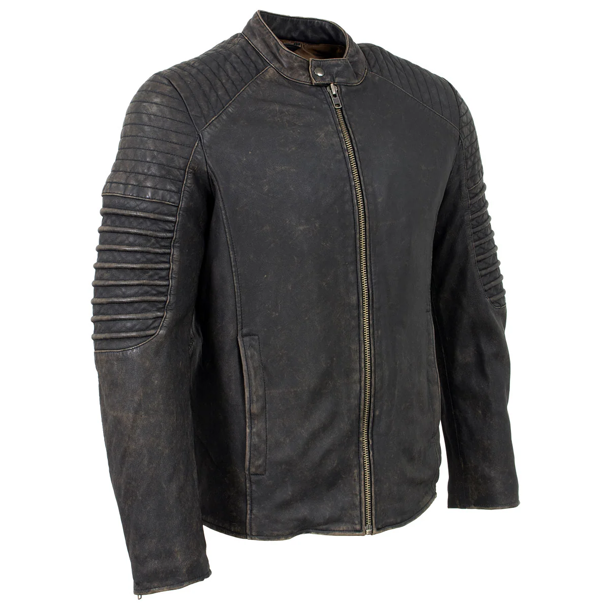 Modern Milwaukee Leather Vintage SFM1808 Men’s Brown Leather Seamed Shoulder Zipper Front Jacket Artisan