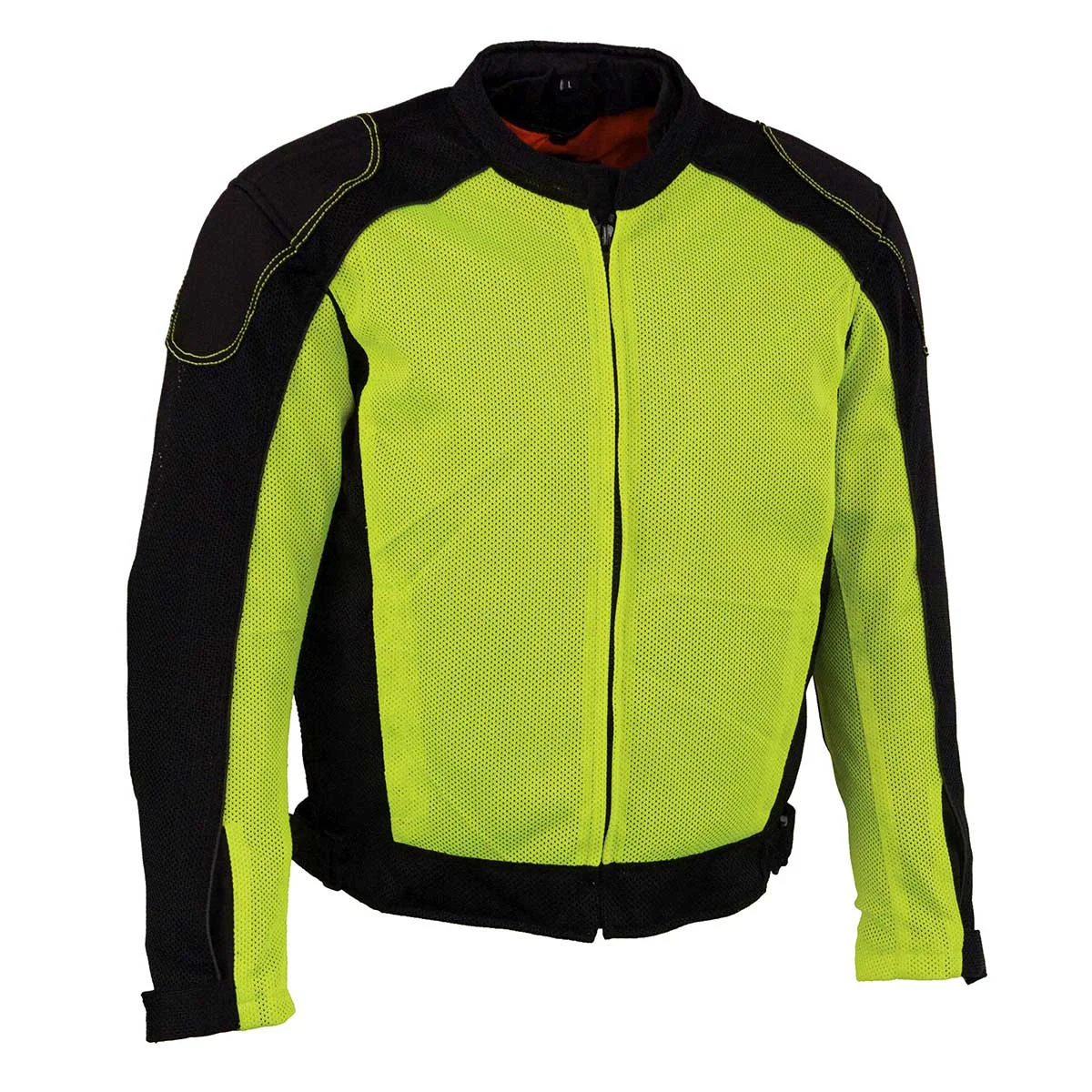 Sophisticated Milwaukee Leather MPM1790 Men’s Black and Neon Green Hi Vis Mesh Racer Armored Jacket with Removable Rain Jacket Long-Lasting