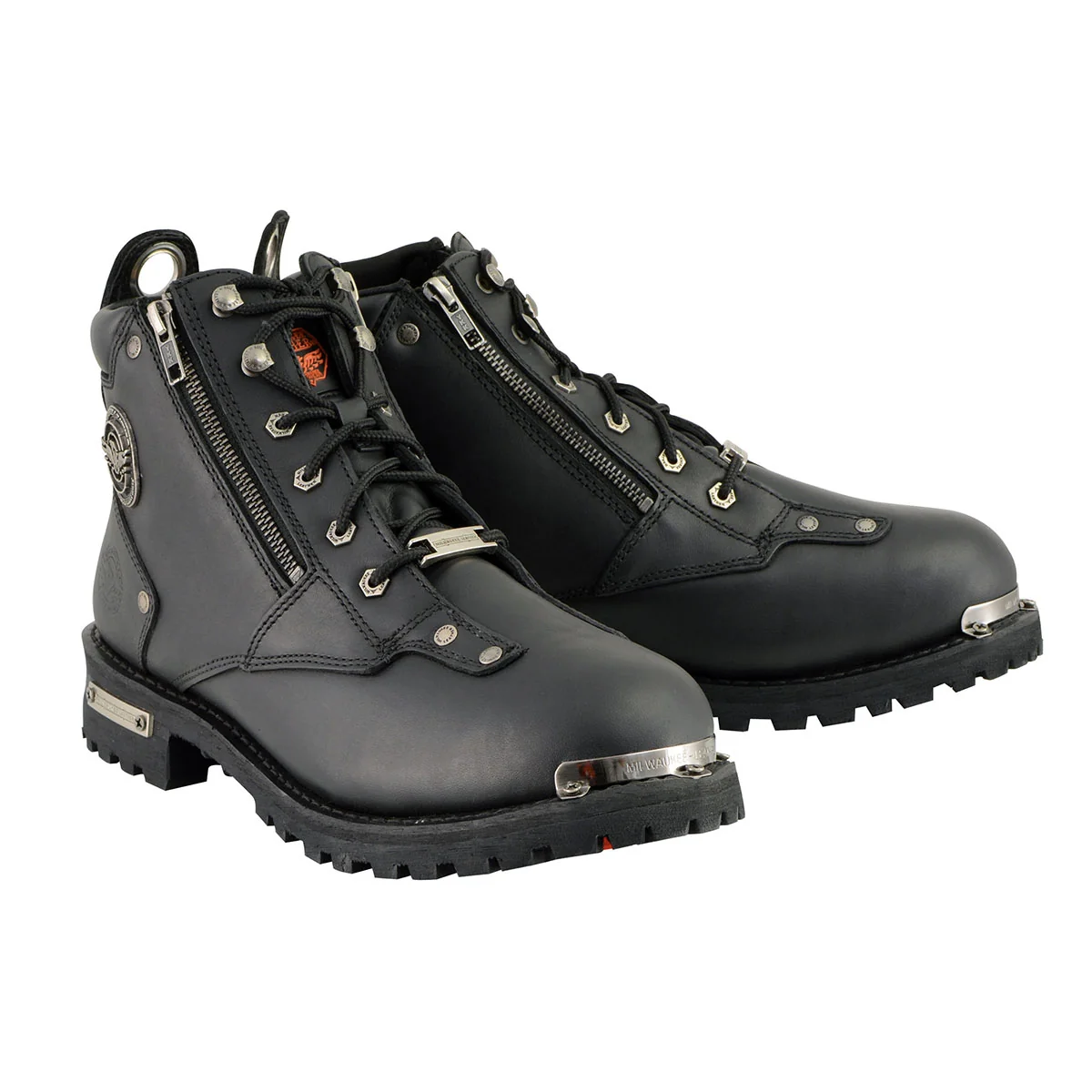 Verified Milwaukee Leather MBM103W Men’s Black Leather Lace-Up Wide-Width Biker Boots w DualSide Zipper Entry Consistent