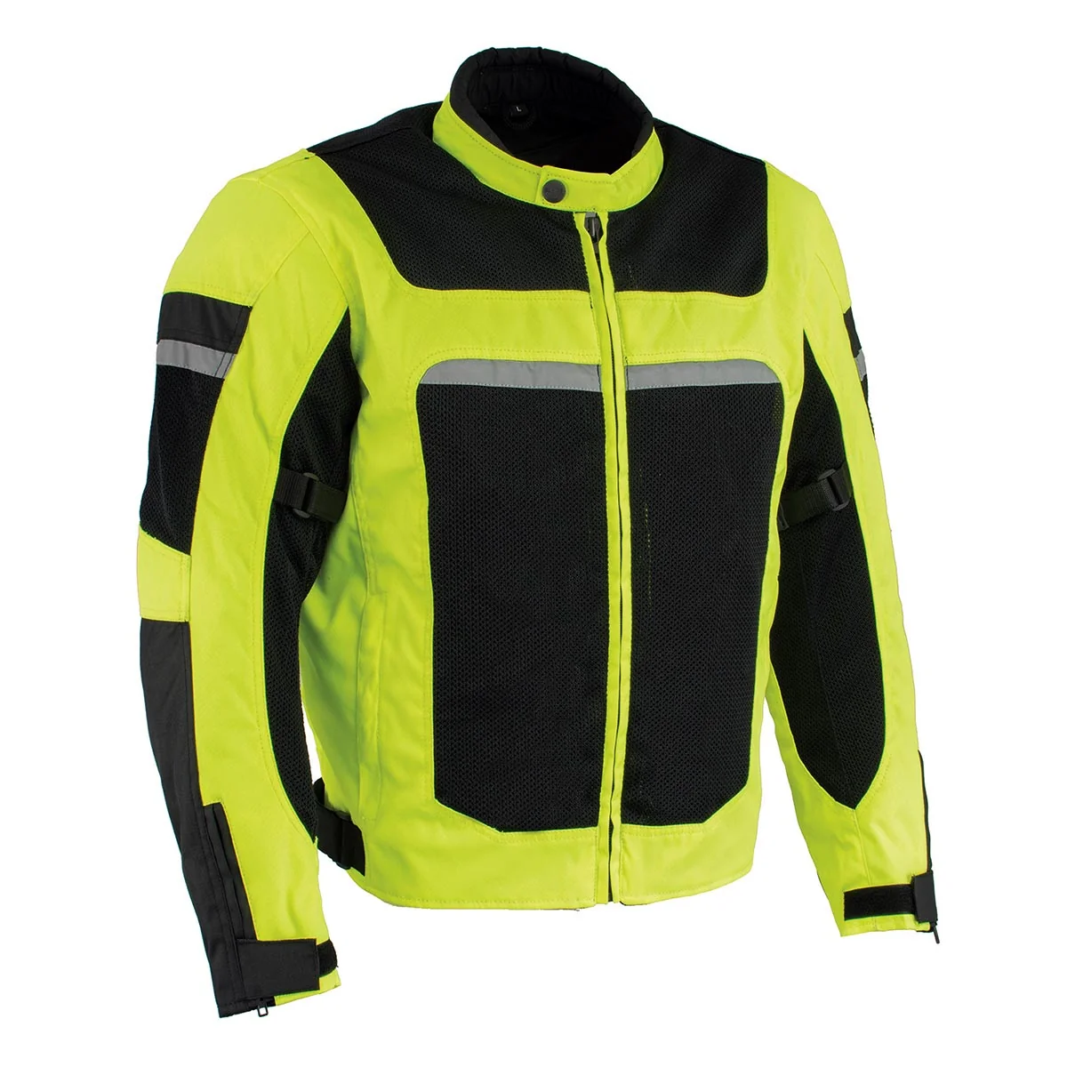 Comfortable Milwaukee Leather MPM1794 High Vis Green Armored Mesh Racer Jacket with Reflective Piping for Men – All Season Jacket Official