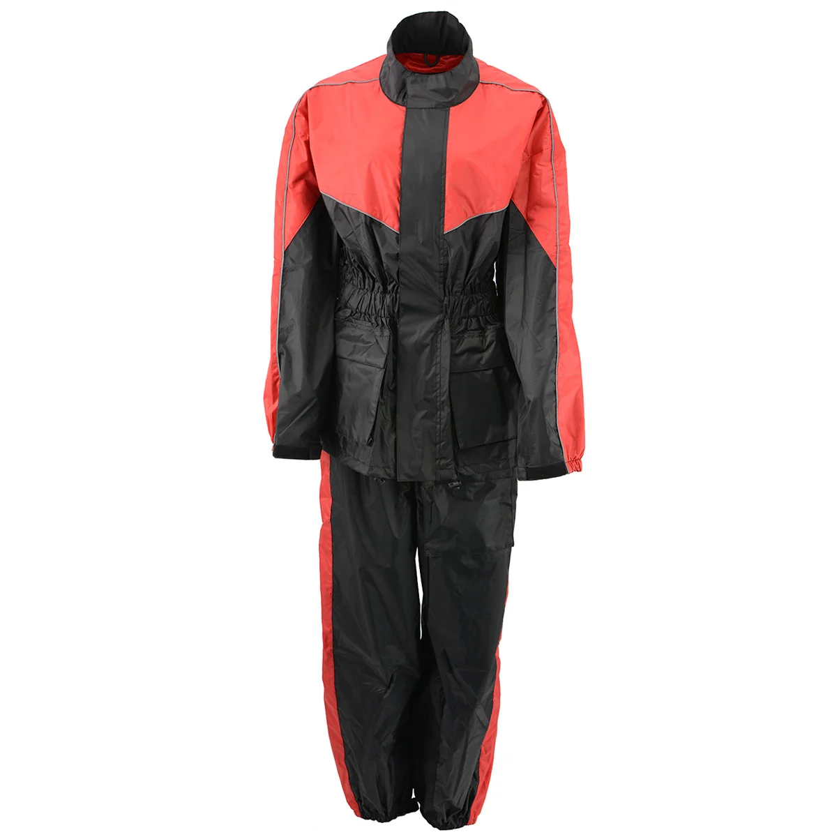 Professional NexGen Ladies XS5001 Black and Red Water Proof Rain Suit with Reflective Piping Responsible