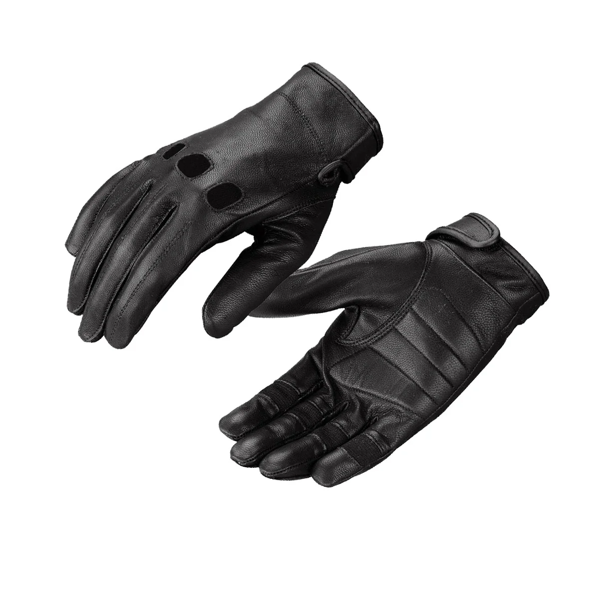 Convenient Milwaukee Leather SH811 Men’s Black Leather Full Finger Motorcycle Hand Gloves W Breathable Open Knuckle Trusted