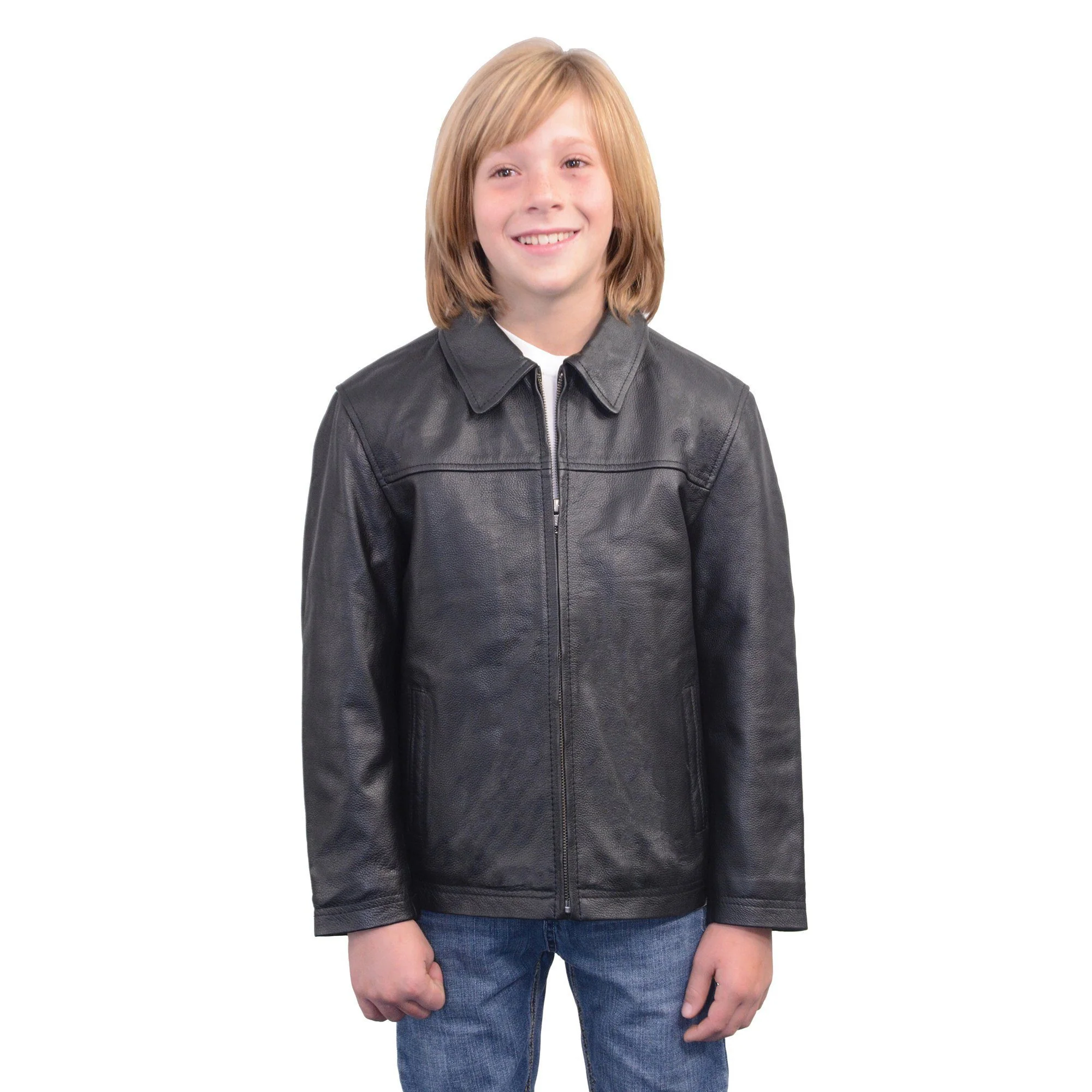 First-Class Milwaukee Leather LKK1940 Youth Size JD Black Leather Jacket with Front Zipper Quality