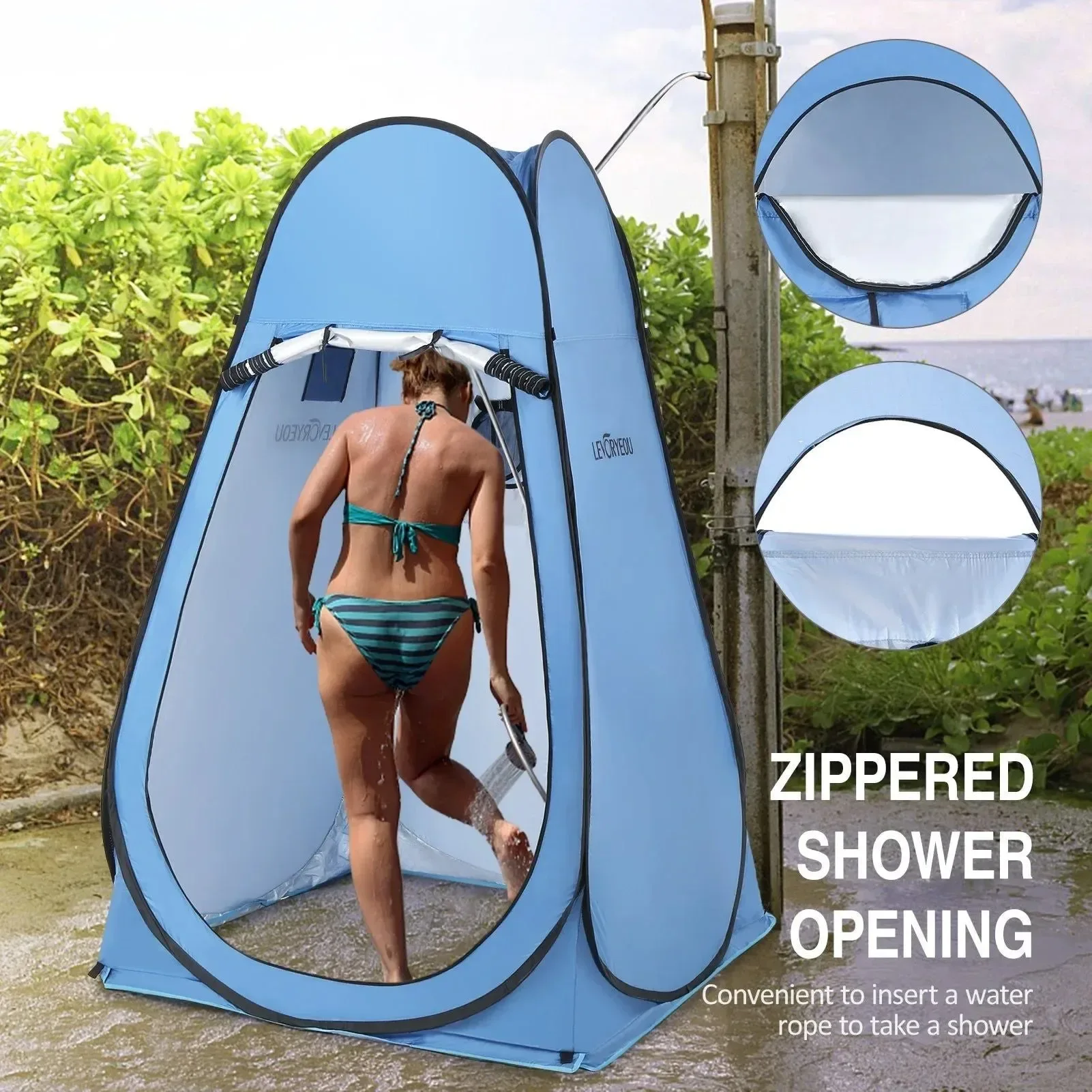 Authentic One-Touch Ultralight Changing Tent – Portable Outdoor Camping Beach Instant Shower Tent Pop Up Privacy Shelter with Window Detailed