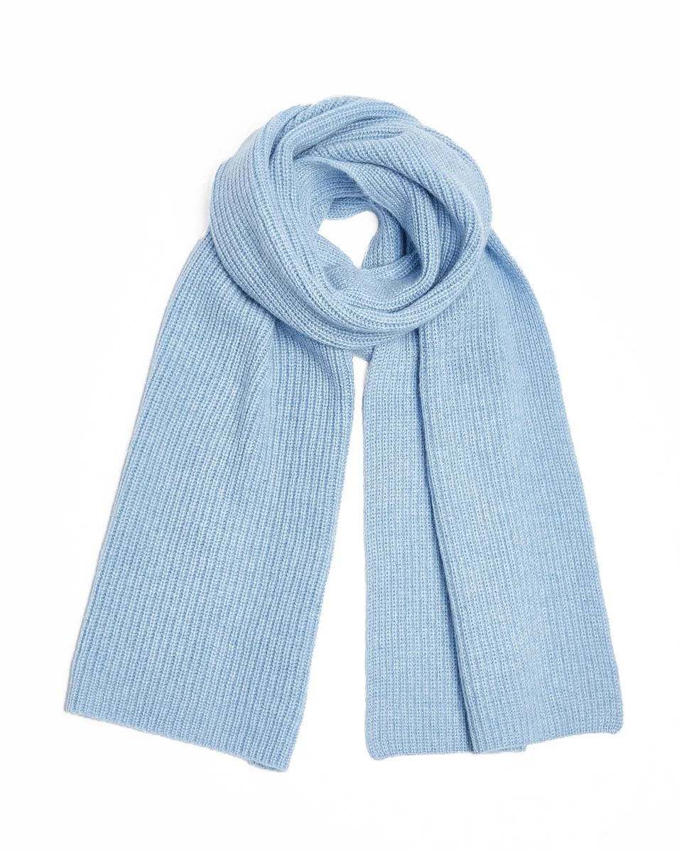 Premium Material Foxford Blue Ribbed Cashmere Scarf High-Quality