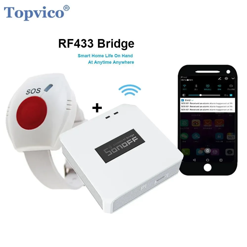 High-End WIFI SOS Button for Elderly – RF 433MHz Panic Button Emergency Alarm Wireless Watch Bracelet with Smartphone App Integration Expertly Made